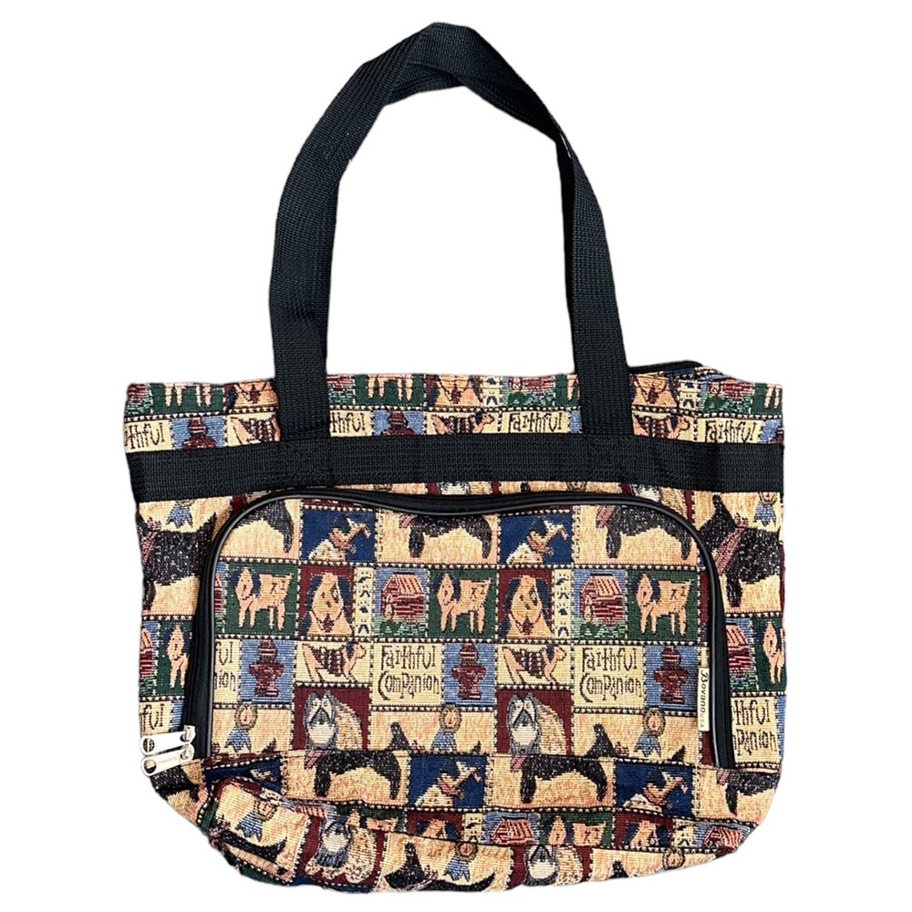 Vintage Tapestry Tote Shopping Shoulder Bag Dogs